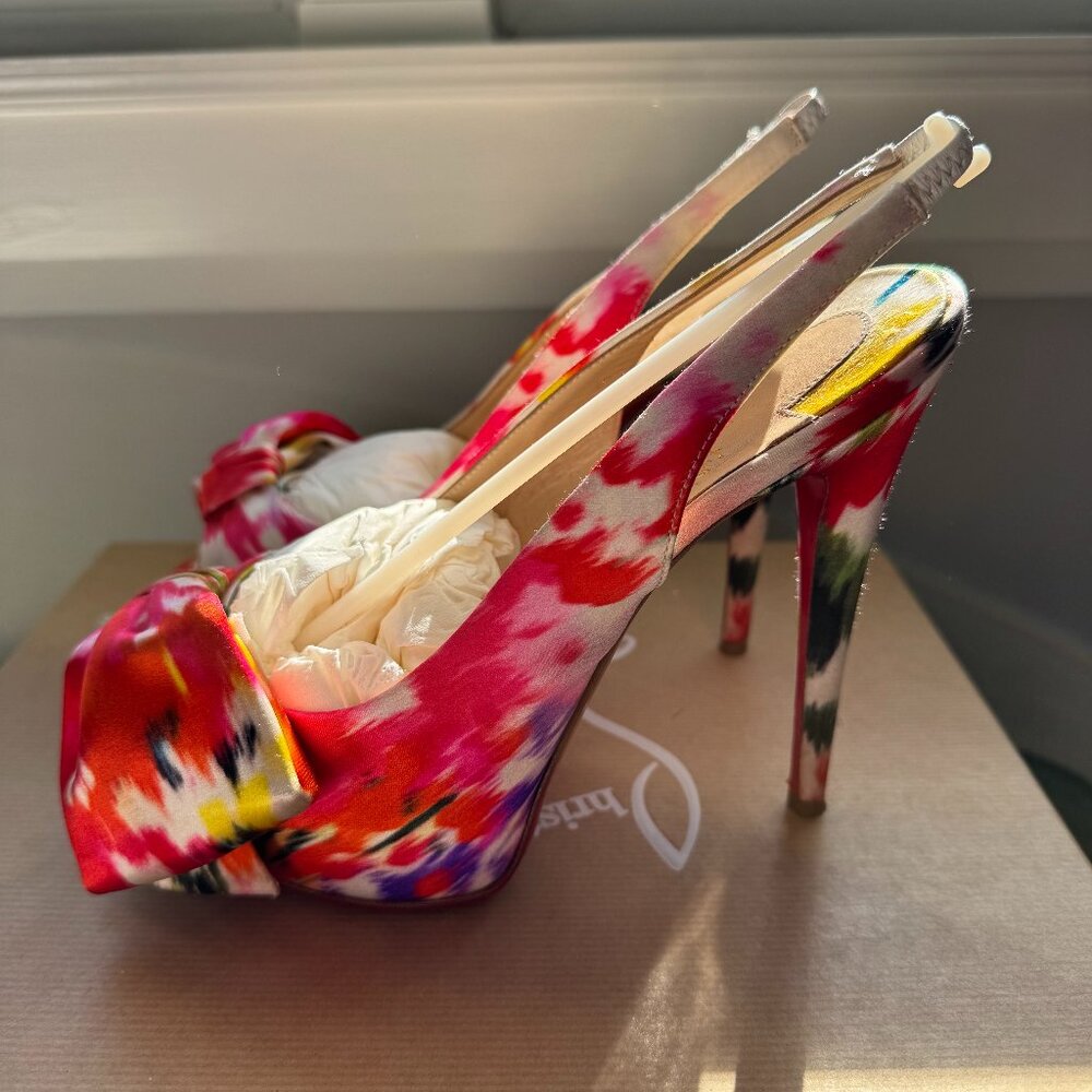 Satin Louboutin Sling-back Heels